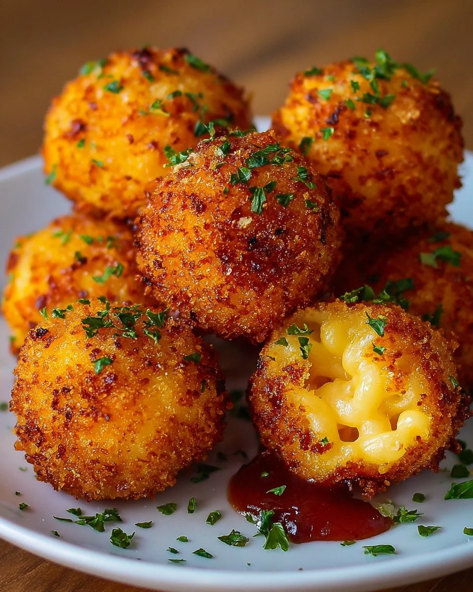 Delicious air fryer fried macaroni and cheese balls from Cheesecake Factory.