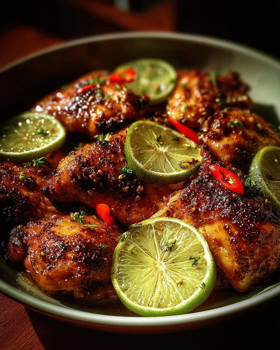 Grilled Chili Lime Chicken garnished with fresh cilantro and lime wedges