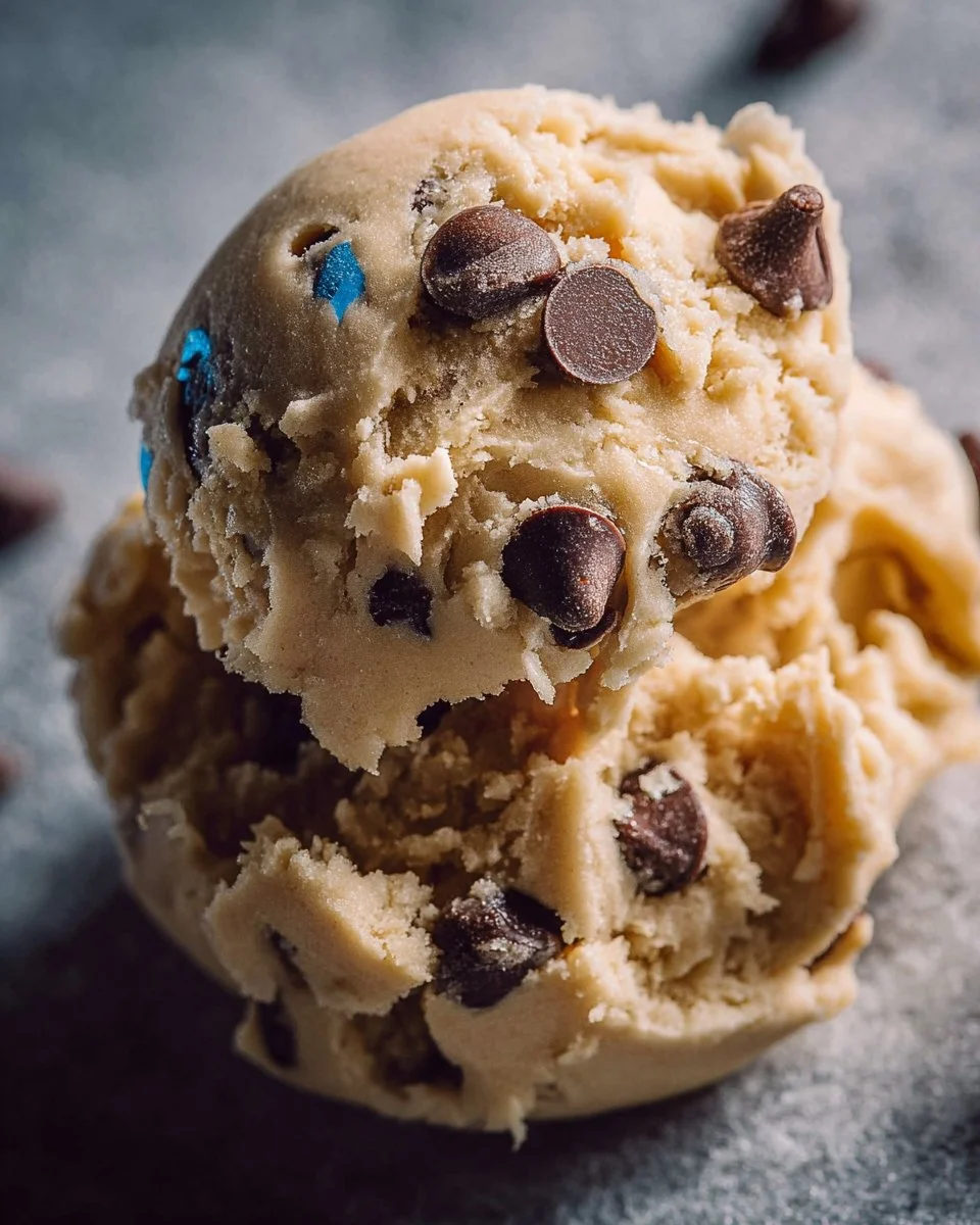 Bowl of edible chocolate chip cookie dough ready to serve as a safe treat