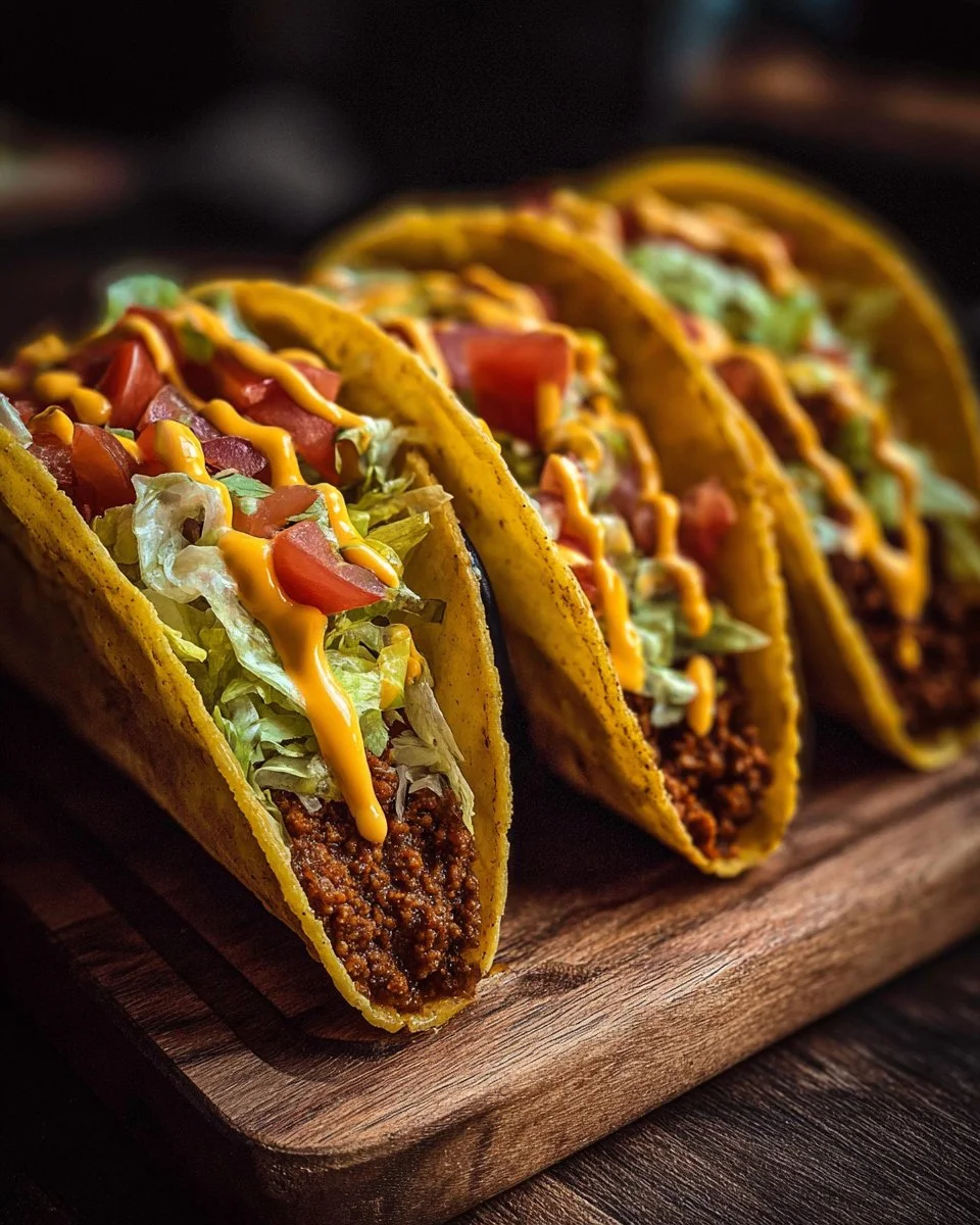 Smash Burger Tacos topped with fresh ingredients and sauces