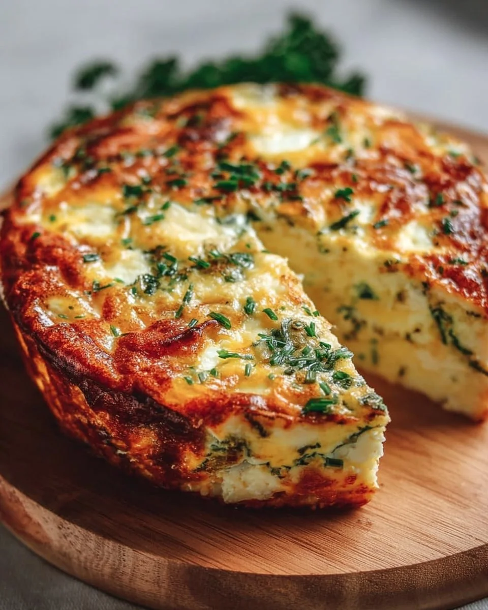 Delicious crustless quiche served with fresh vegetables