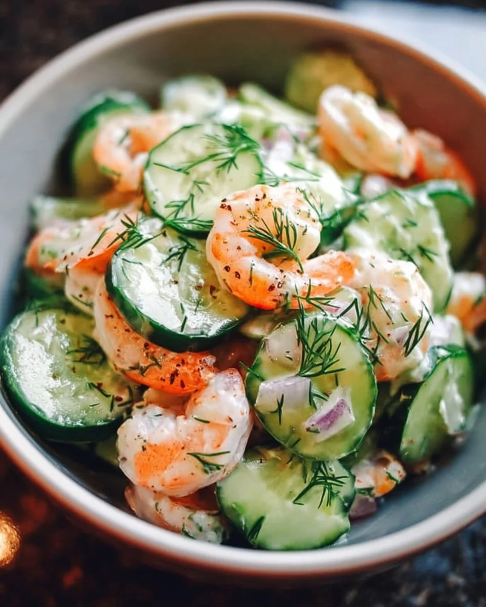 Delicious Cucumber Shrimp Salad with fresh vegetables and shrimp