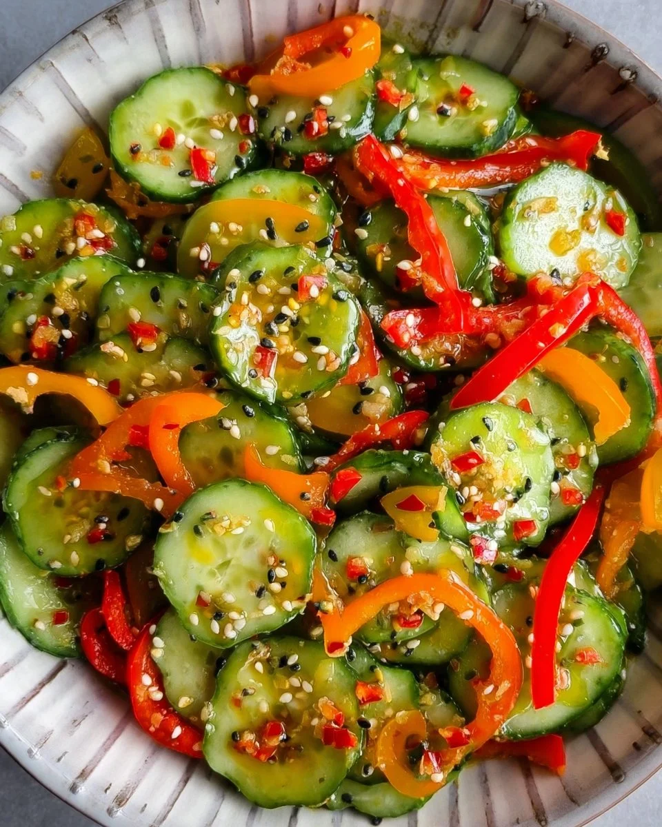 Cucumber Sweet Pepper Salad TikTok viral recipe with fresh ingredients