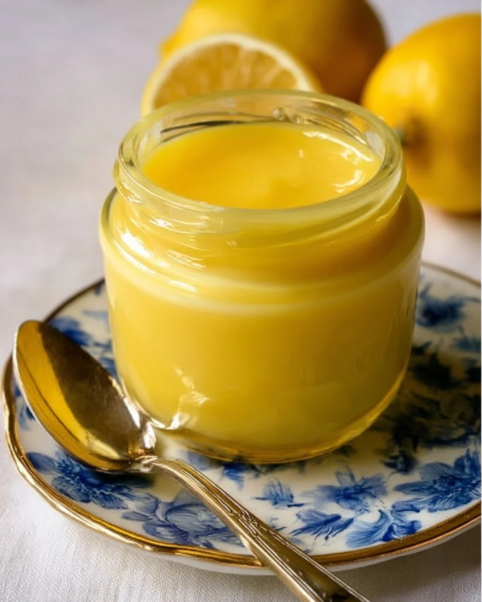Homemade easy lemon curd in a jar