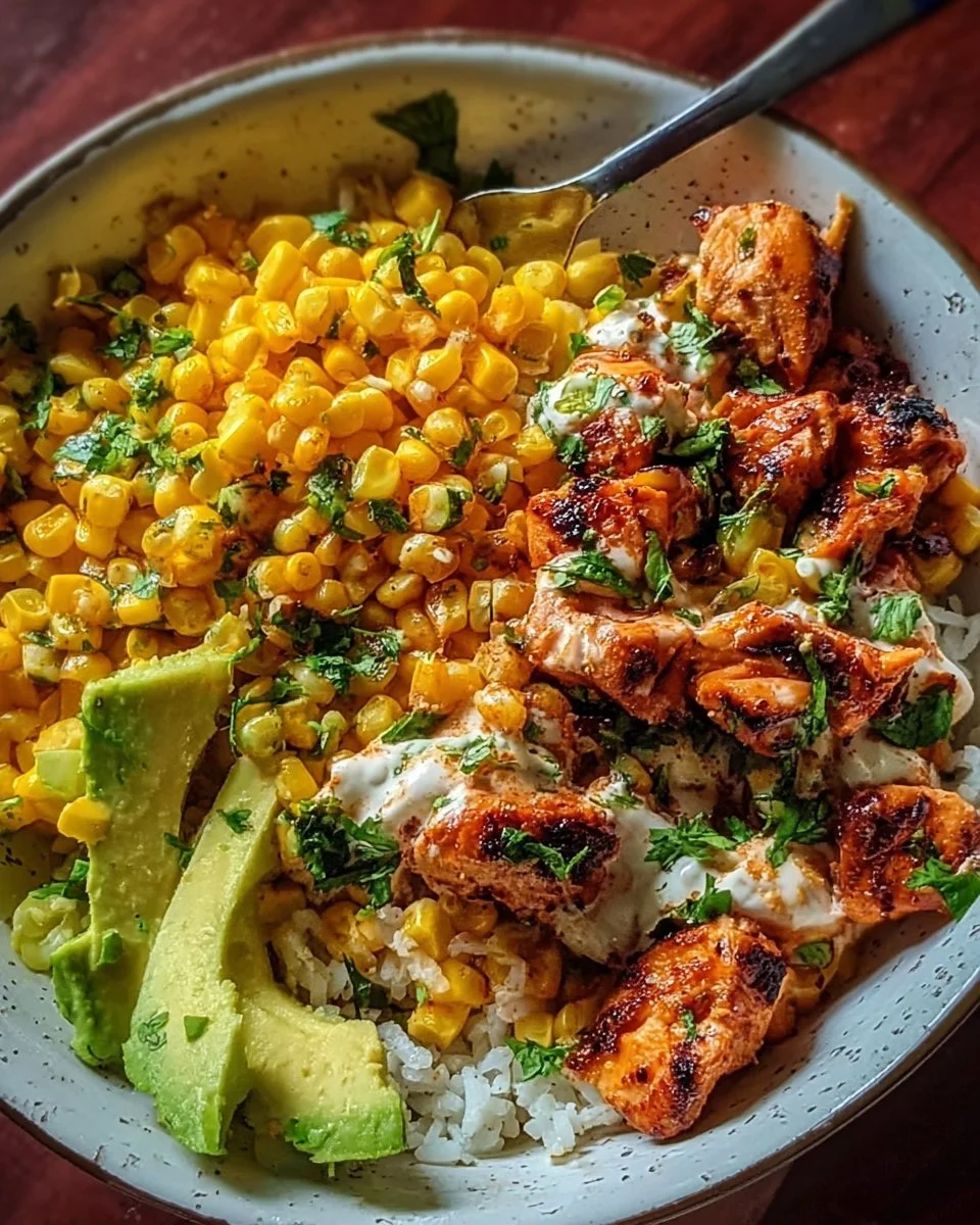 Delicious Easy Street Corn Chicken Bowl served with fresh ingredients