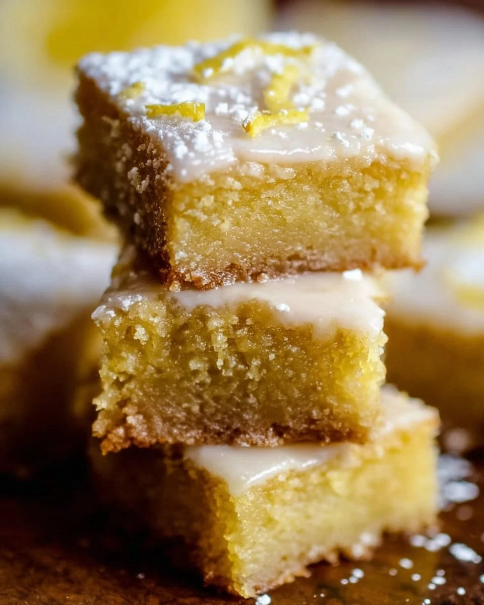 Delicious gluten-free lemon brownies with a bright lemon glaze.