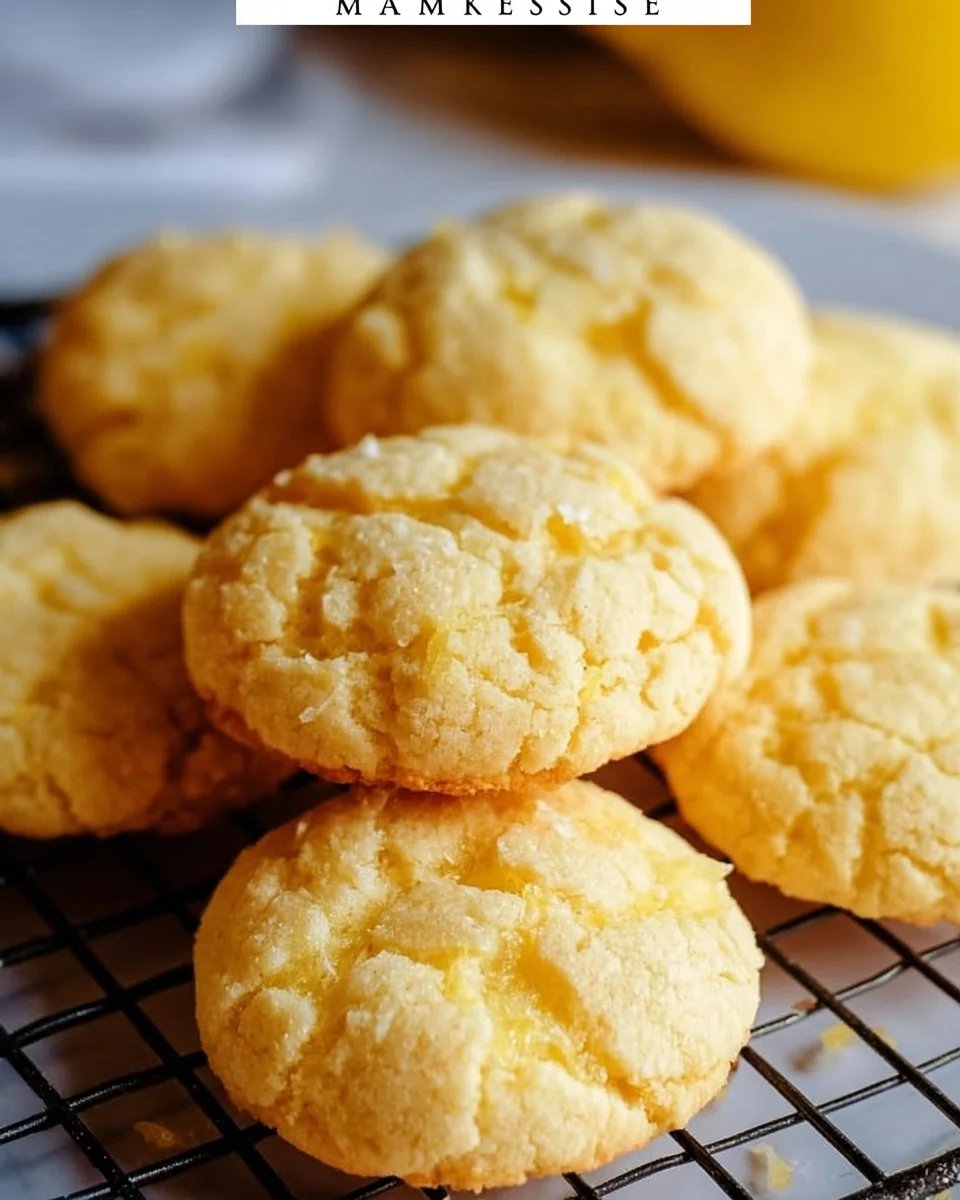Gluten-free dairy-free lemon cookies on a plate with a lemon wedge.