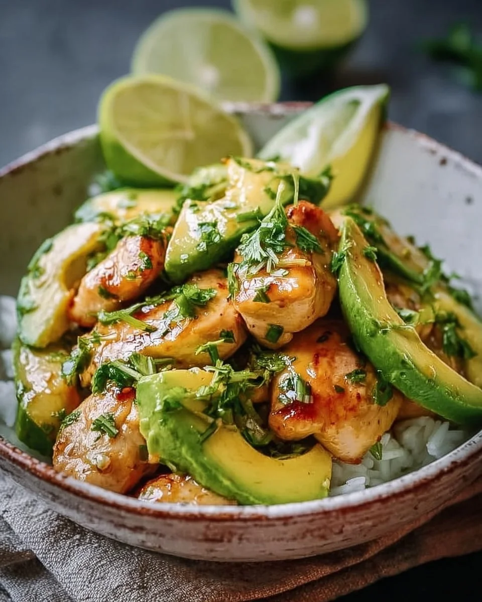 Honey lime chicken avocado dish with vibrant ingredients and fresh flavors