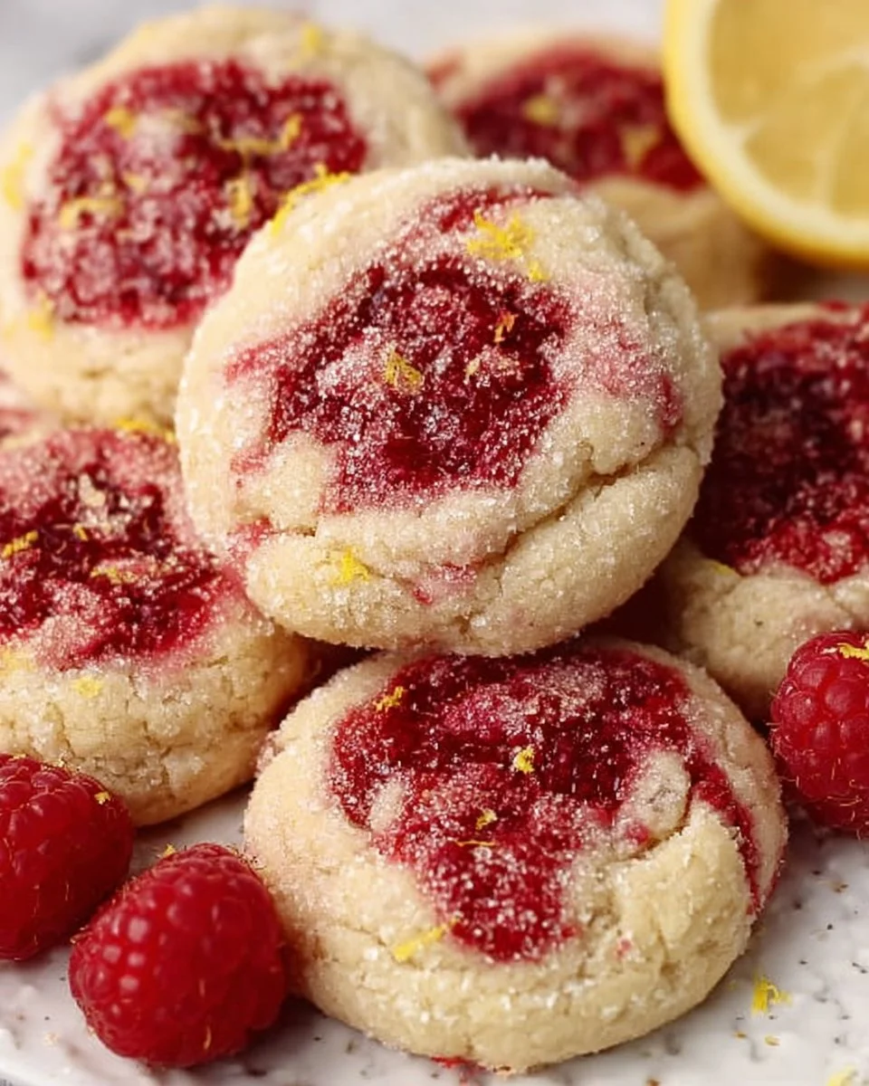 Freshly baked Lemon Raspberry Cookies with a vibrant lemon and raspberry flavor