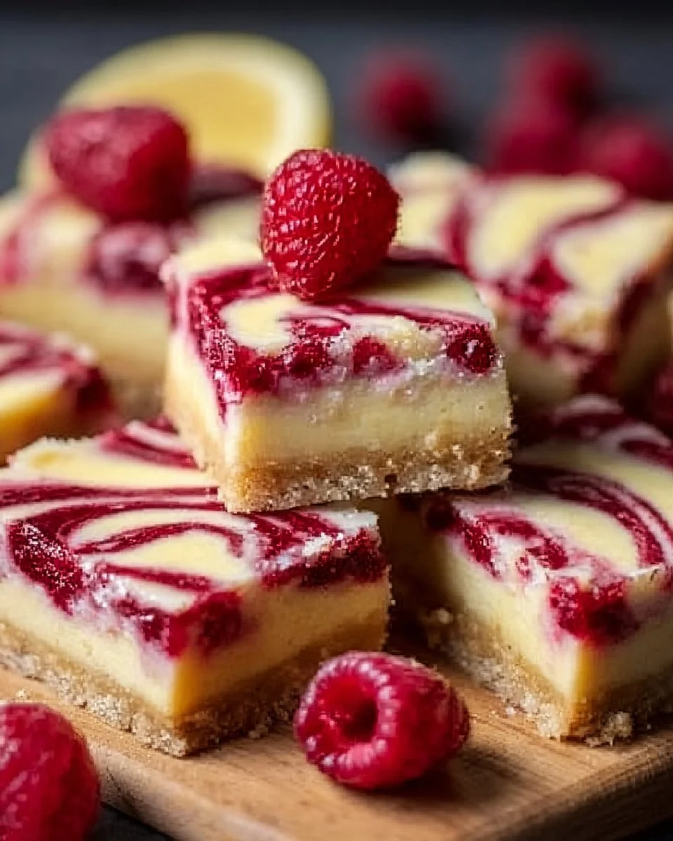 Lemon Raspberry Swirl Bars with vibrant colors and a tasty swirl of flavors