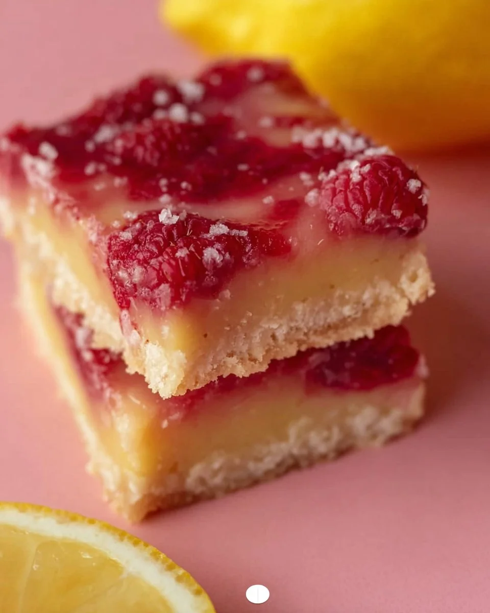 Delicious Raspberry Lemonade Bars topped with fresh raspberries and lemon zest.