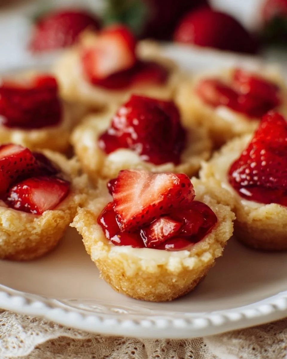 Delicious Strawberry Cream Cheese Pie Bites served on a plate