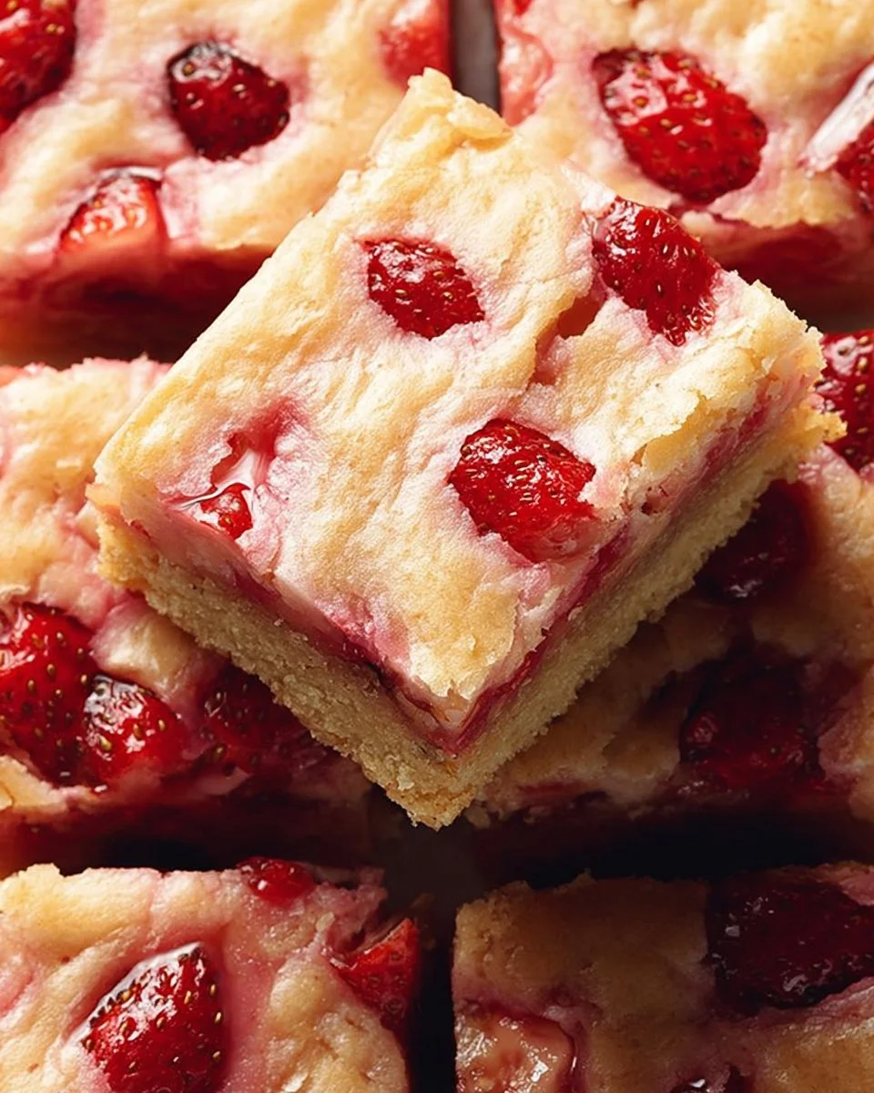Delicious Strawberry Lemon Blondies fresh from the oven.