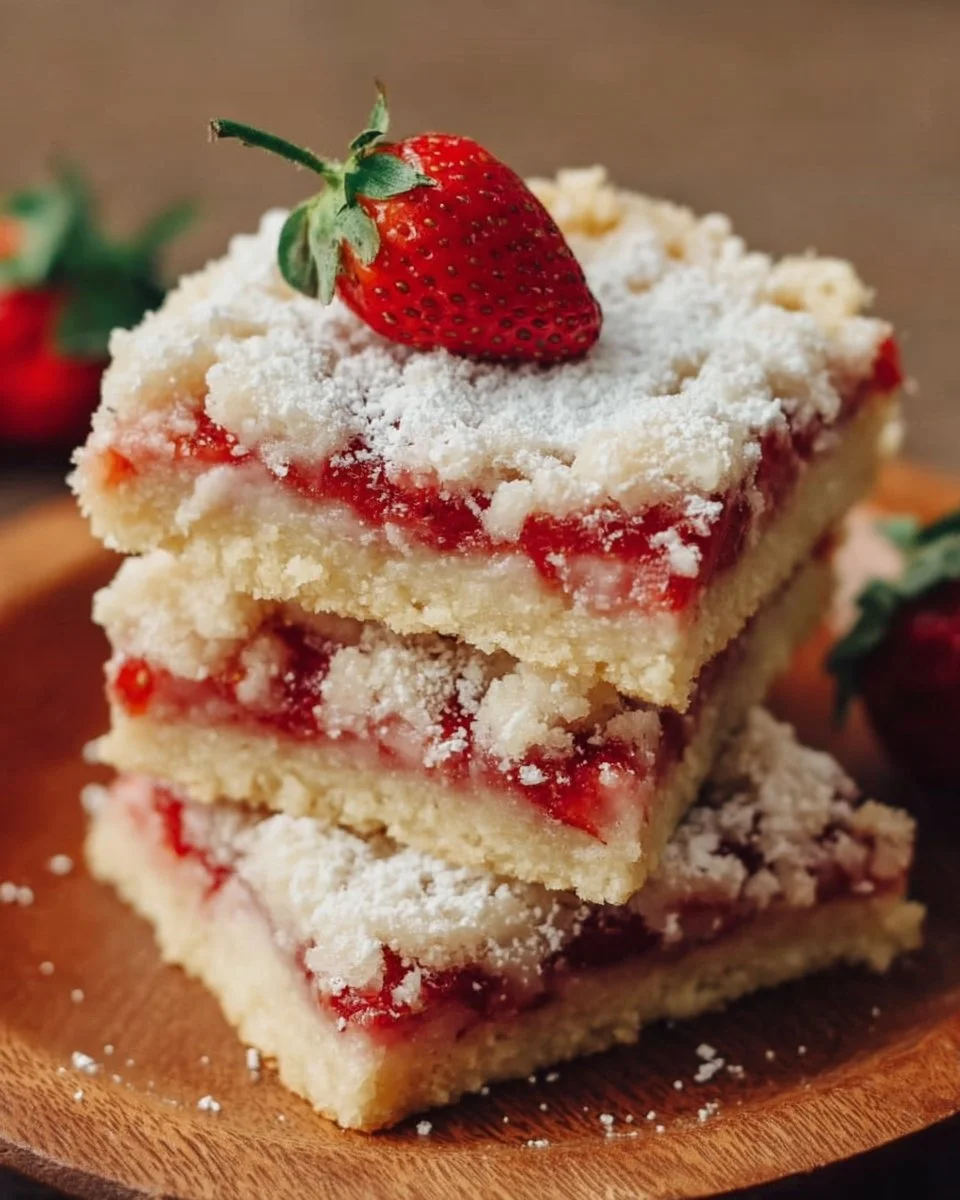 Delicious strawberry shortcake bars topped with fresh strawberries and whipped cream