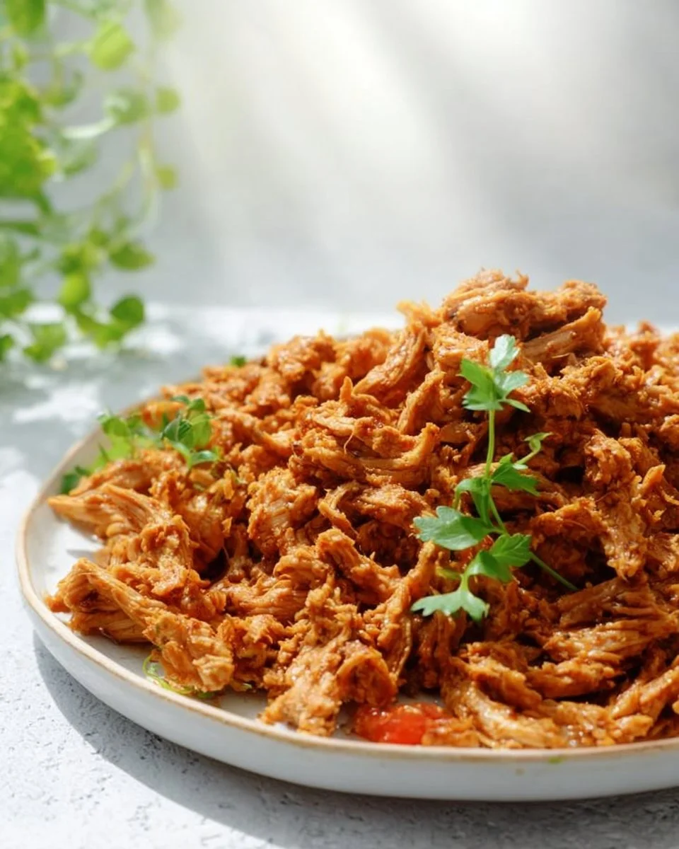 3-Ingredient Crock Pot Chicken Taco Meat in a serving bowl.