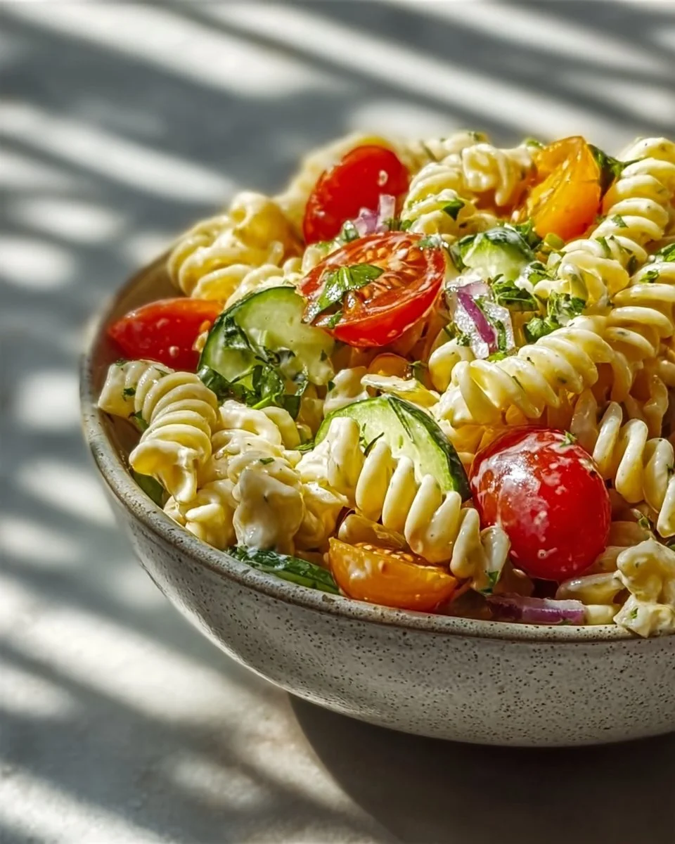 Delicious Crack Pasta Salad served in a bowl, perfect for summer parties