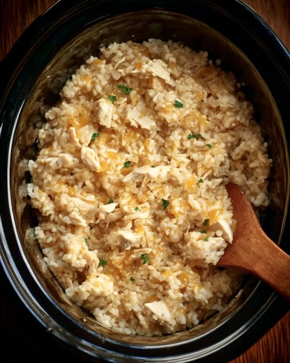 Delicious Crock Pot chicken and rice dish served with vegetables