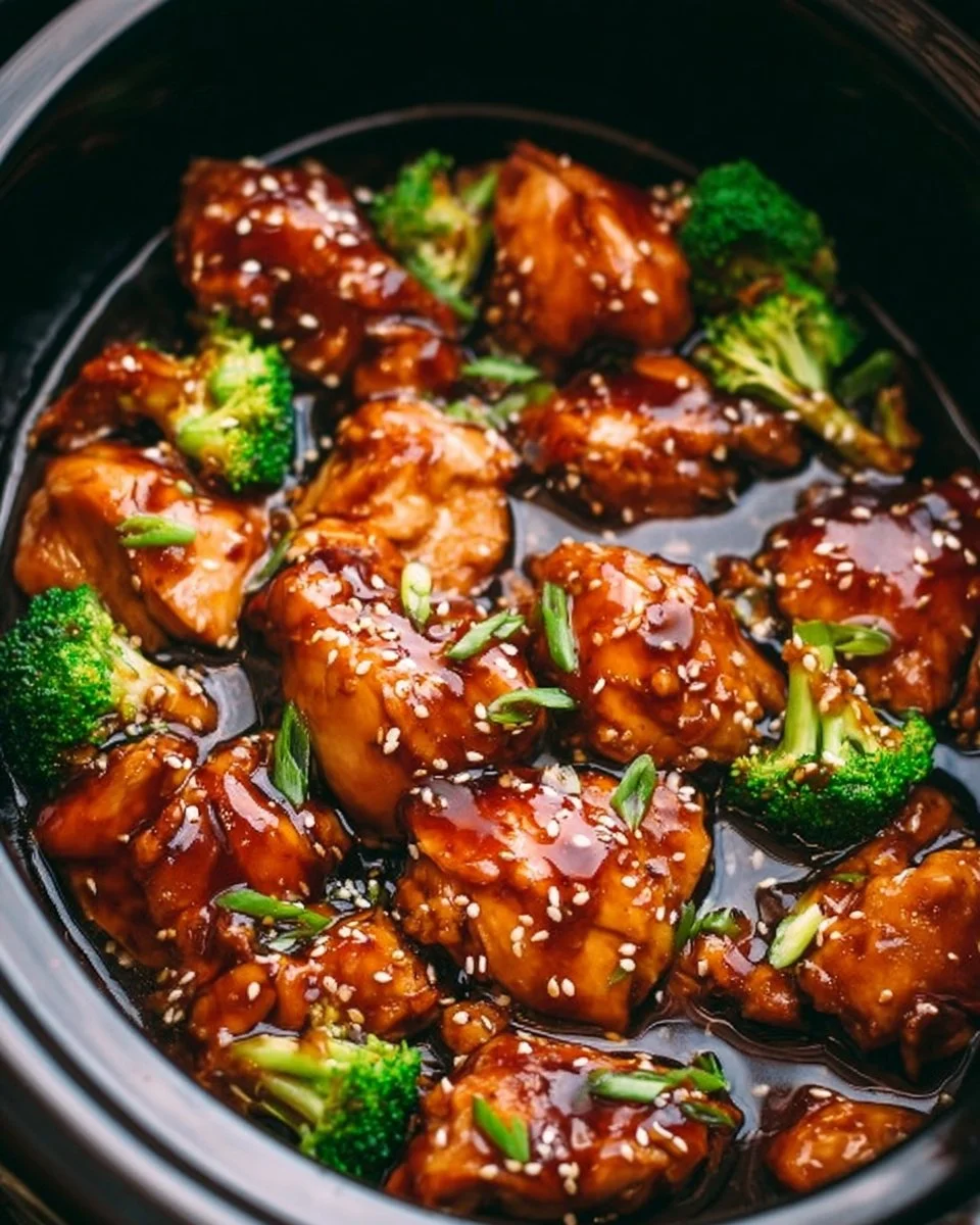 Delicious crockpot teriyaki chicken ready to serve, a simple dump and go recipe.