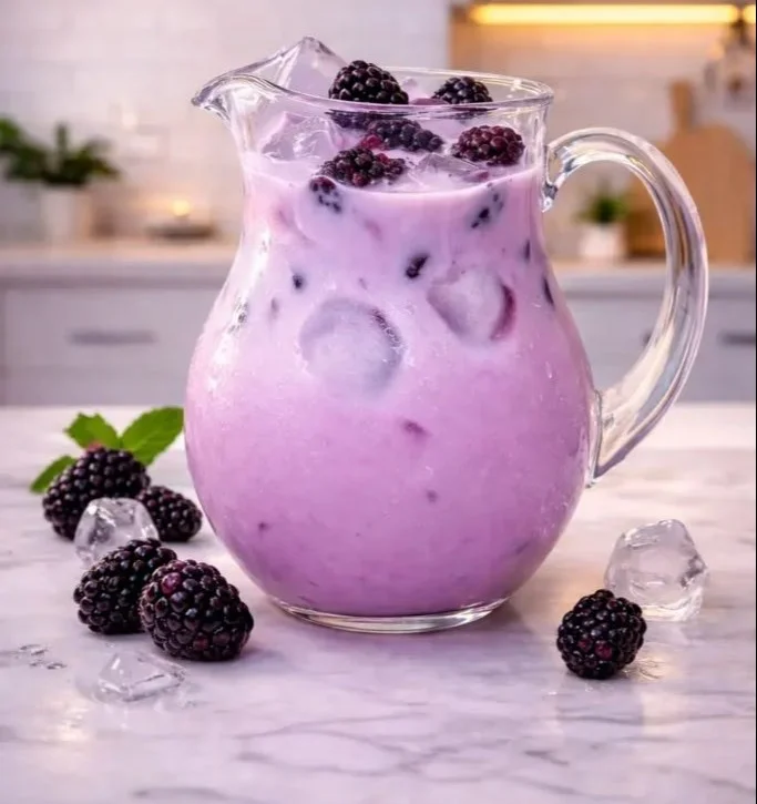 Homemade blackberry coconut pink drink inspired by Starbucks.