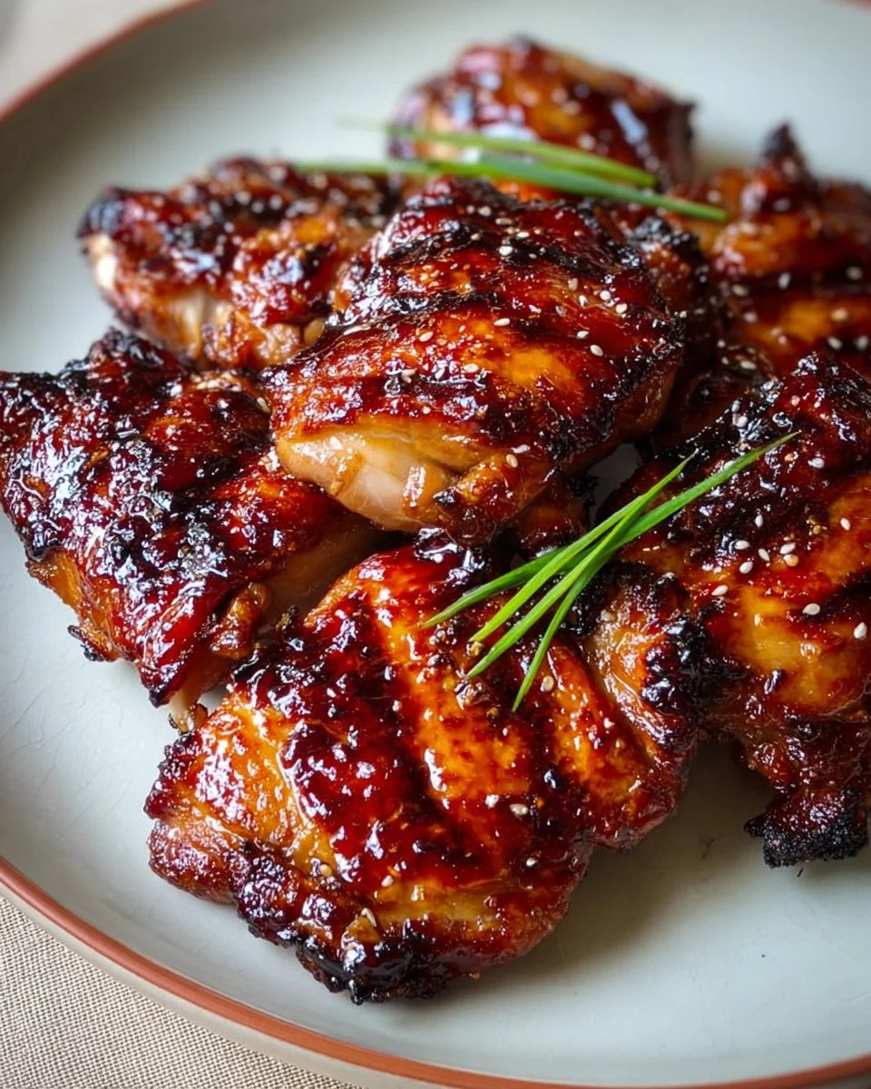 Juicy Japanese BBQ chicken thighs grilled to perfection with flavorful marinade