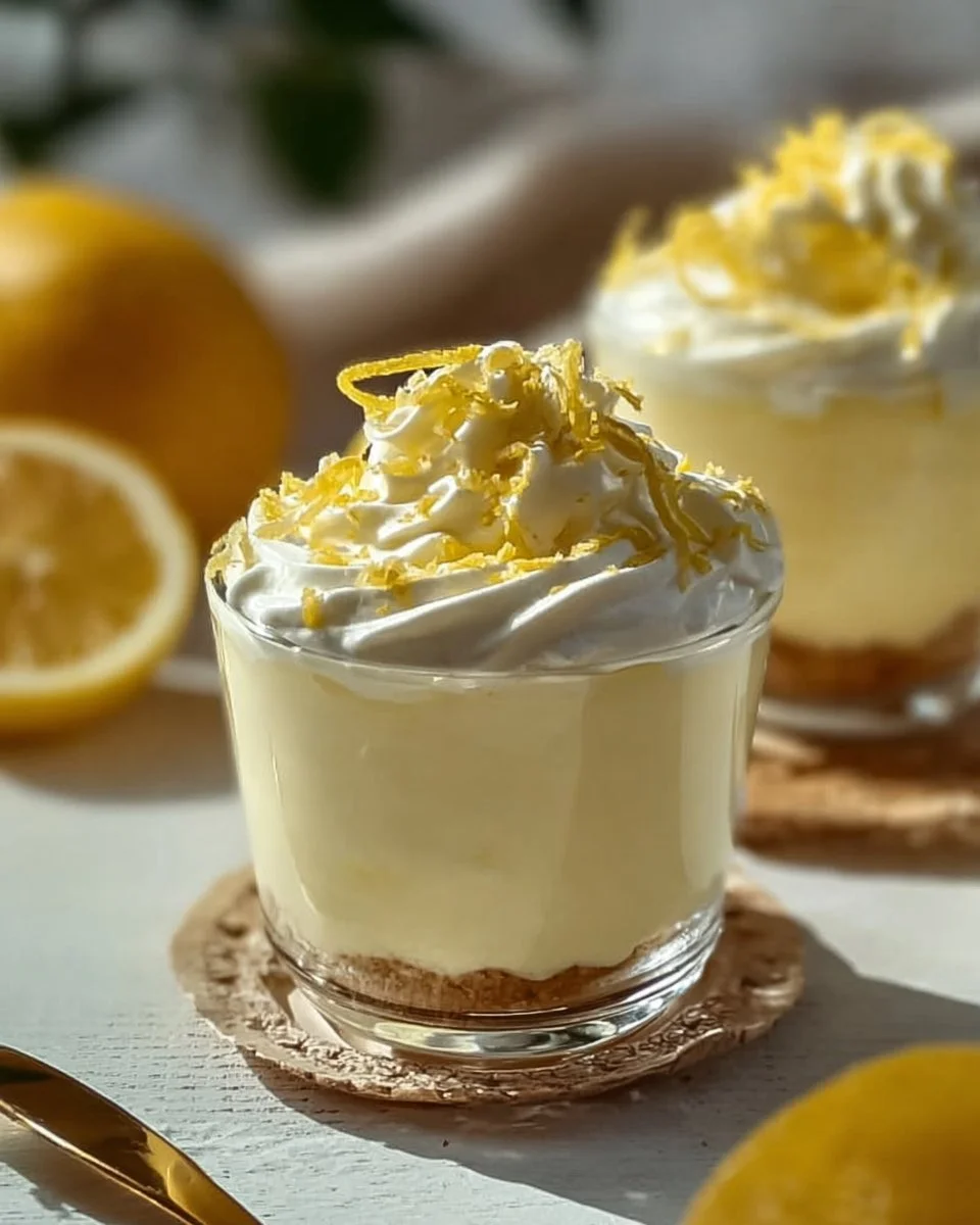 Delicious Lemon Cheesecake Mousse served in a glass with lemon zest garnish