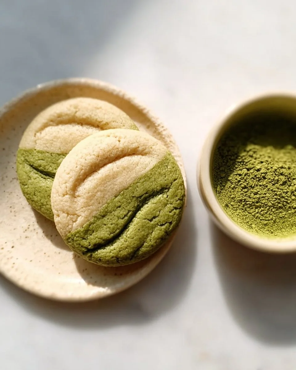 Delicious matcha latte cookies with green tea flavor
