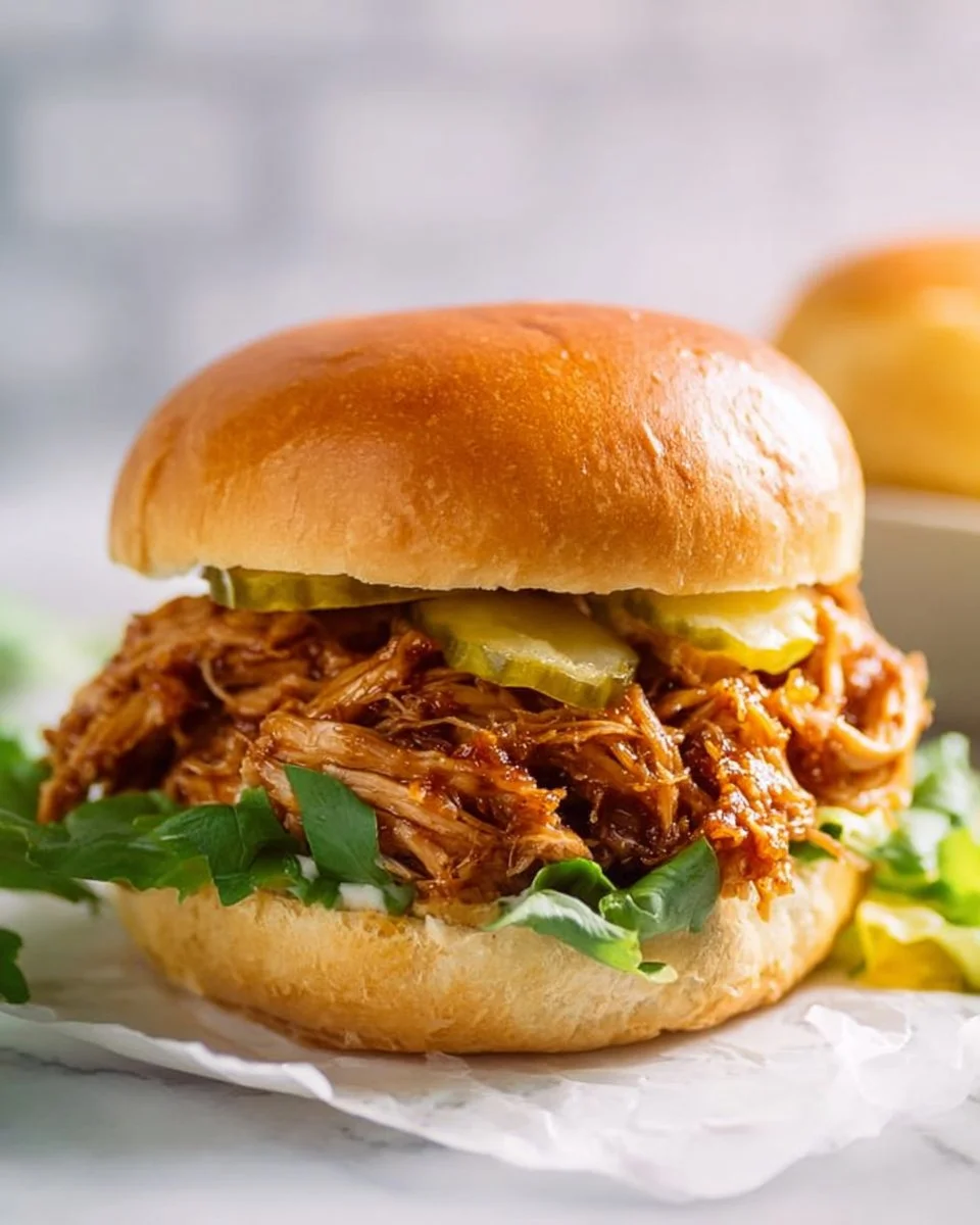 Delicious Slow Cooker Hot Honey Chicken Sandwich with vibrant toppings.
