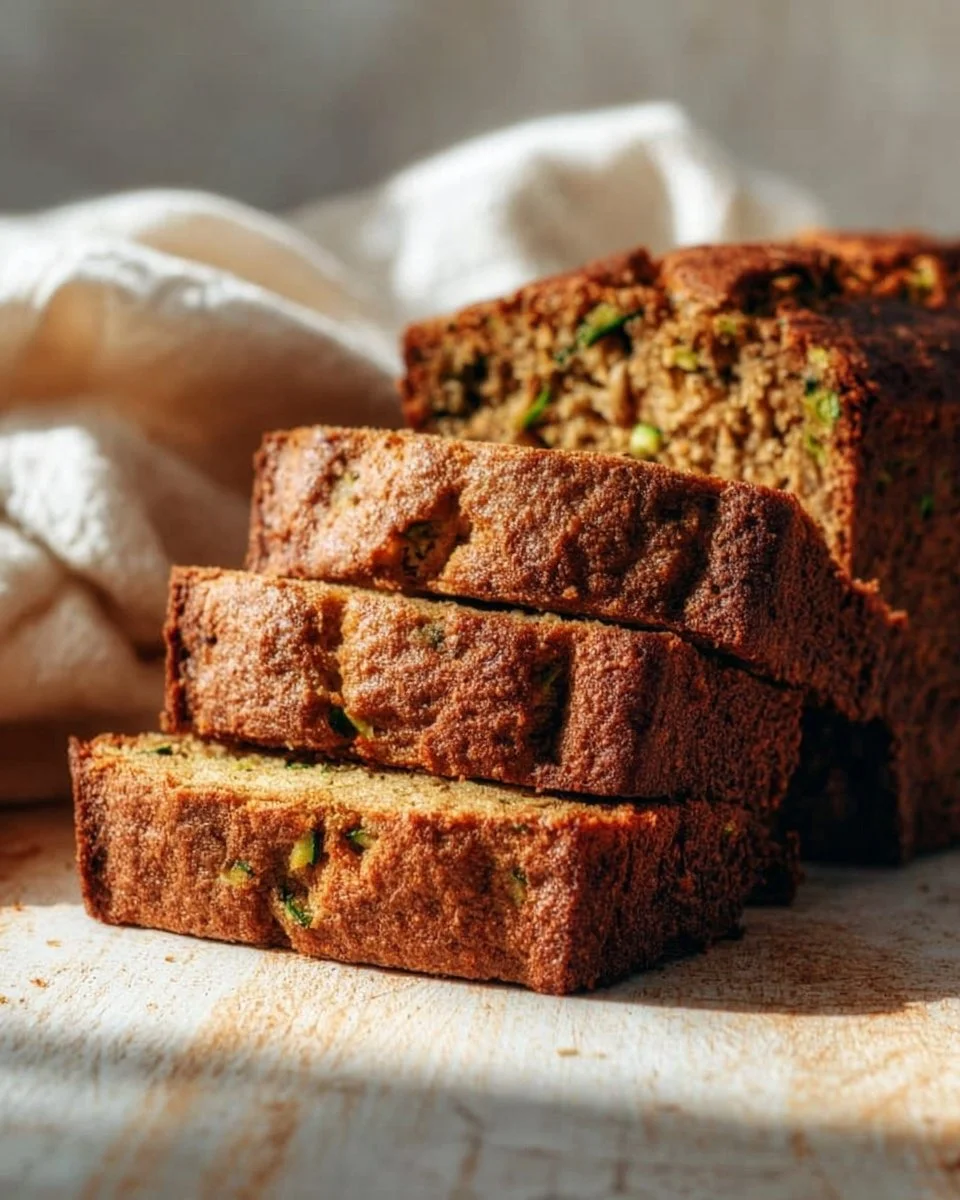 Deliciously moist zucchini bread freshly baked and sliced