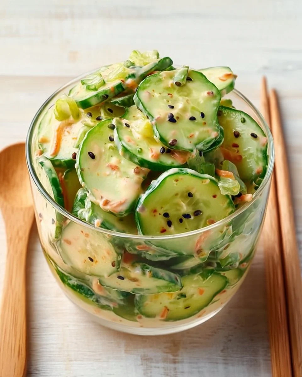Creamy Asian cucumber salad with fresh cucumbers and vibrant ingredients