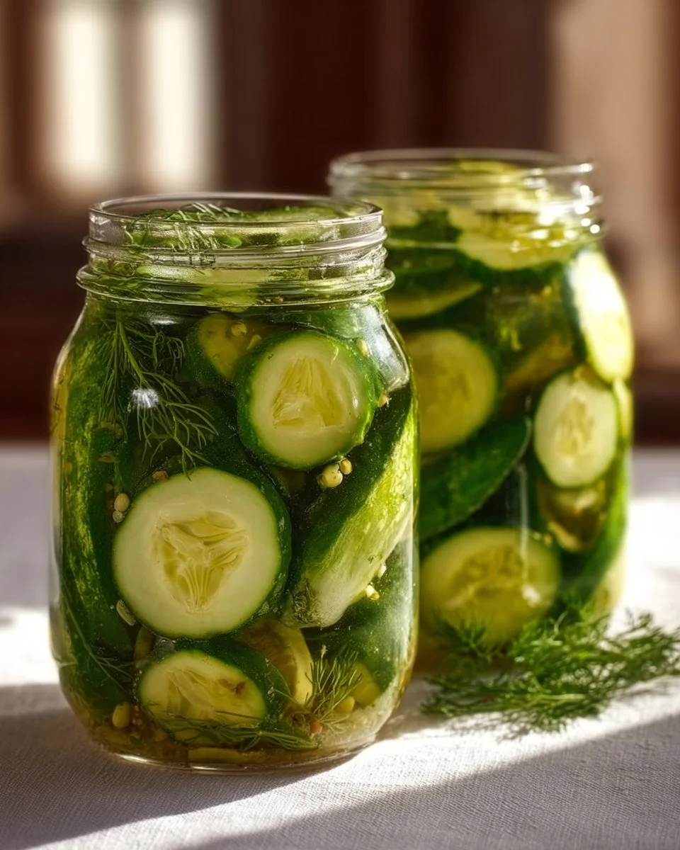 Authentic Amish refrigerator pickles in a jar