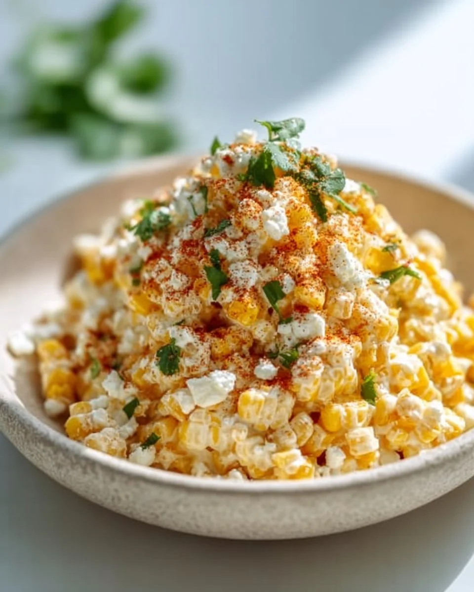 Creamy Mexican street corn salad served in a bowl with fresh toppings