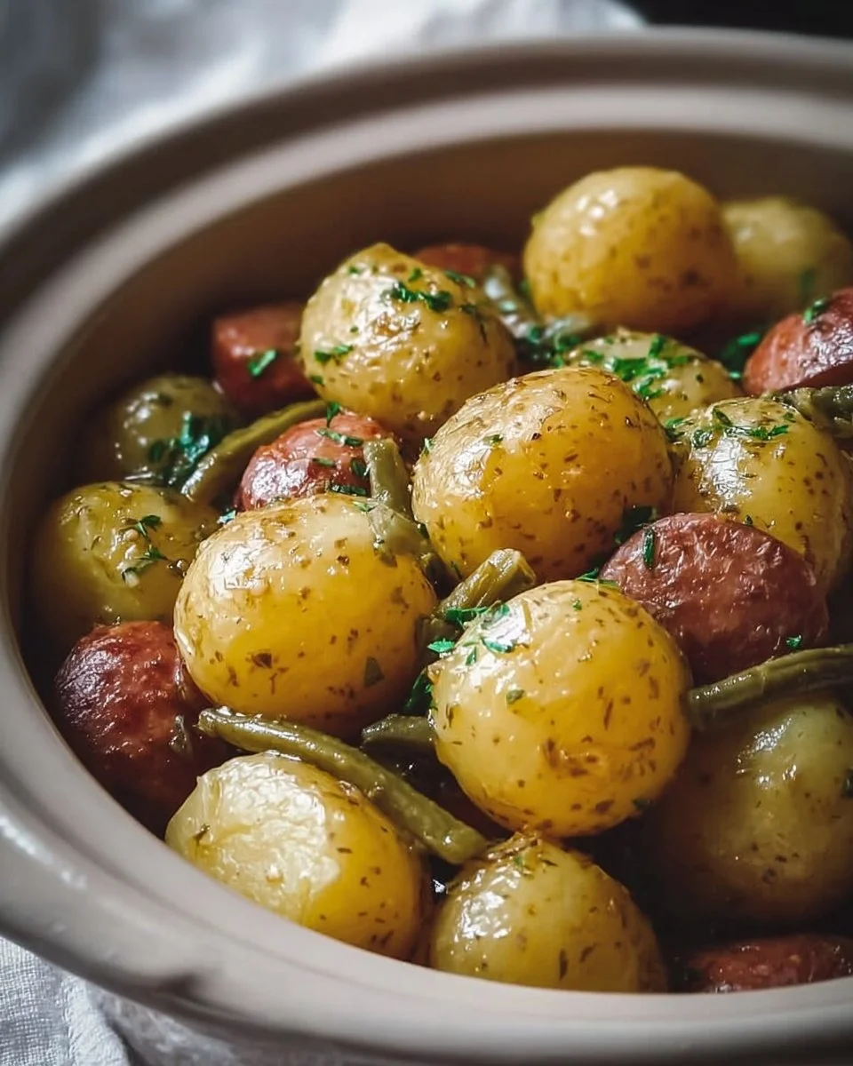 Crock pot swamp potatoes recipe with herbs and spices