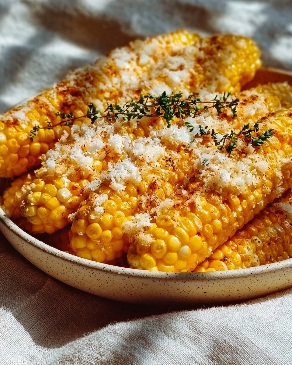 Delicious Garlic Parmesan Corn dish, perfect for summer meals.